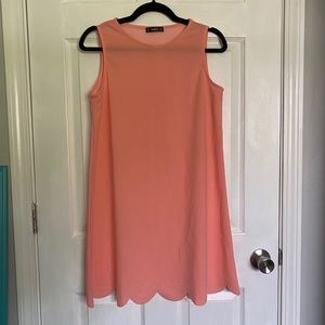 Shift dress coral scalloped peach sleeveless work